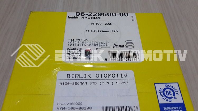 H100-SEGMAN STD (Y.M.) 97-07 (ADET) (91,10) (2 X 2 X 3) H100-SEGMAN STD (Y.M.) 97-07 (ADET) (91,10) (2 X 2 X 3)